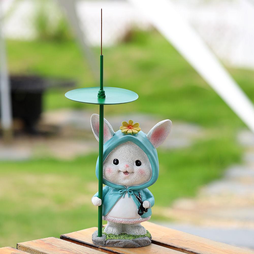 2025新款创意花园庭院兔子牛魔动物香薰蚊香驱蚊铁架子树脂摆件