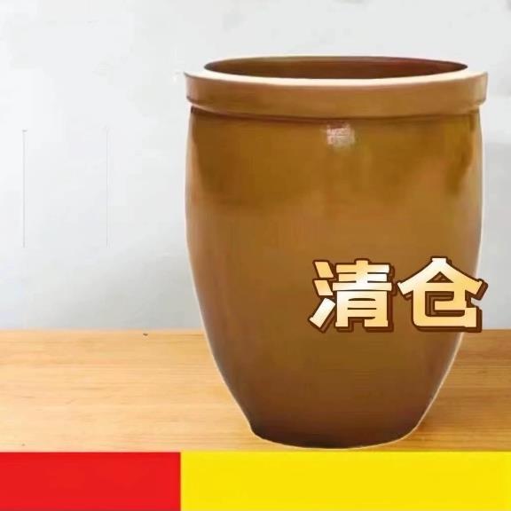 用土陶老式大水缸陶瓷大号 养鱼 庭院睡莲土瓮荷花缸瓦缸送底座家