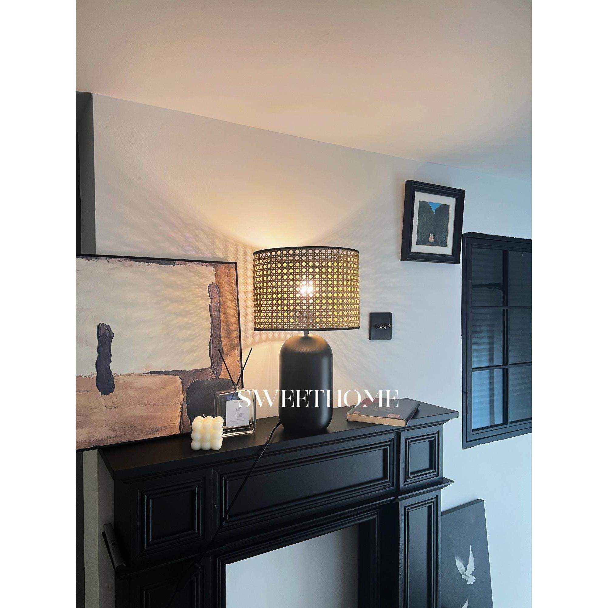SweetHome *侘寂藤编 覆古中古轻奢客厅新中式装饰卧室床头台灯,家装灯饰光源,装饰台灯,淘宝优惠券,粉丝福利购,淘宝优惠卷