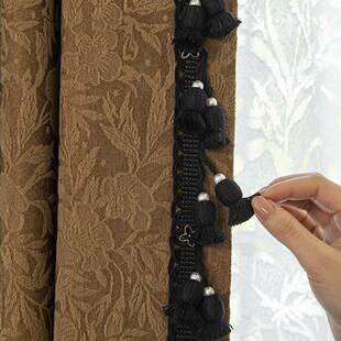窗帘花边立边黑色米色吊球辅料服装装饰高端帘头幔头穗子M-950