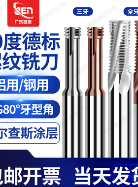80度PG德标钨钢螺纹铣刀 三牙 全牙 PG7 9 11 16 21 36全齿铣牙刀