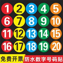 数字贴纸圆形号码标识牌机械设备选手考级序号幼儿园直播活动编号比赛餐桌台序号楼层门牌大小号标签自粘定制
