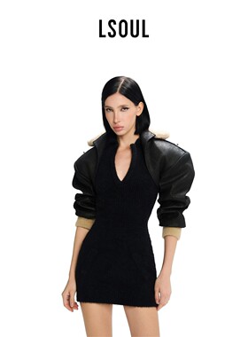 LSOUL 2025冬季新款黑色短款皮毛外套轻奢高级感时尚百搭小众女装