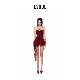 设计短裙裤 LSOUL红色抹胸连衣裙流苏褶裥紧身短款 露背时尚
