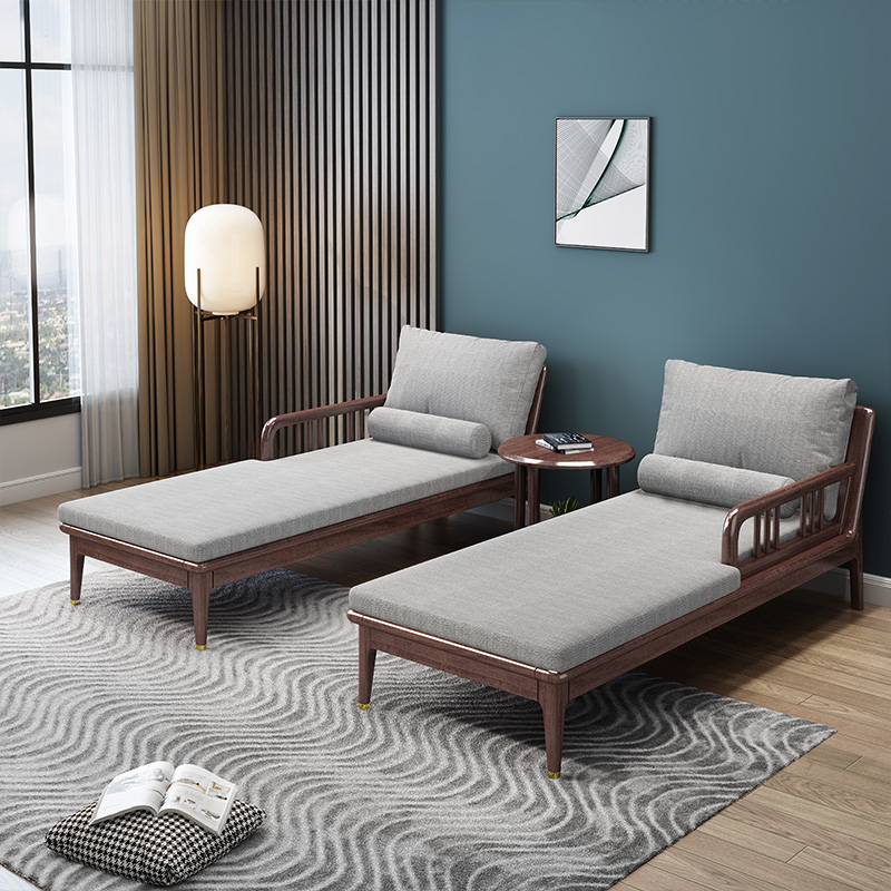 新中式全实木贵妃椅太妃椅懒人沙发客G厅阳台贵妃榻单人椅午休躺