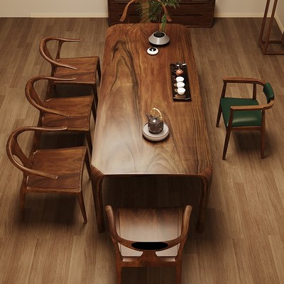 南美胡桃木茶桌椅组合新中式实木茶桌客厅家用泡T茶桌长方形长条