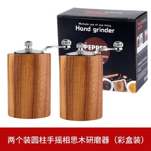 手摇胡椒研磨器厨房n手动实木质花椒黑胡椒磨家用海盐胡椒粉研磨