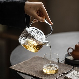 o锤纹提梁壶功夫电陶炉泡茶壶家用耐高温过滤壶 玻璃烧水壶日式