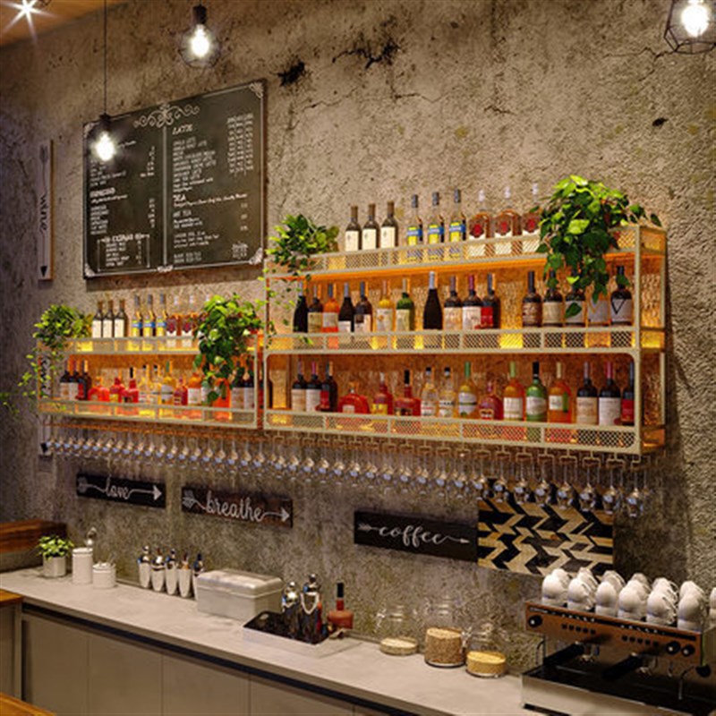 壁挂酒架置物架红酒柜展示架客厅挂墙背景装饰R酒杯架倒挂高脚杯
