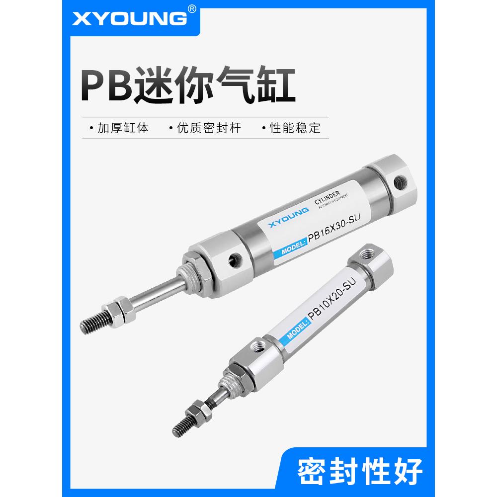 XYOUNG气动PB16X50-SU不锈钢迷你气缸PB16X25-SR带磁平尾迷你气缸