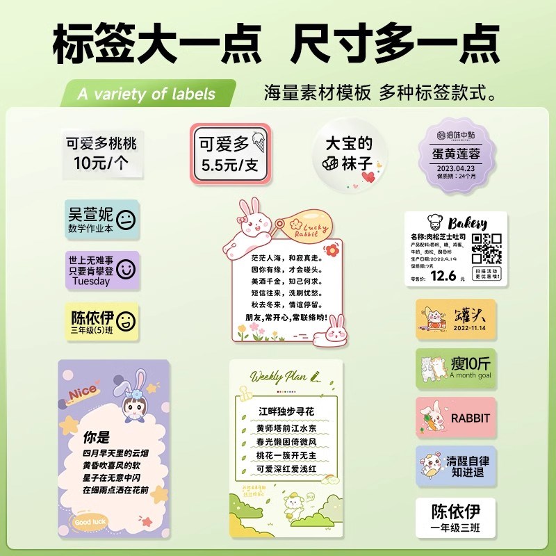 德佟DP26S多功能标签打印机便携式高清小型家用照片素材黑白LOGO