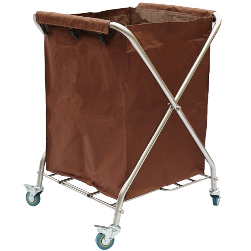 X形折叠布草车布袋不锈钢清洁车保洁车客房服务车酒店宾馆推车