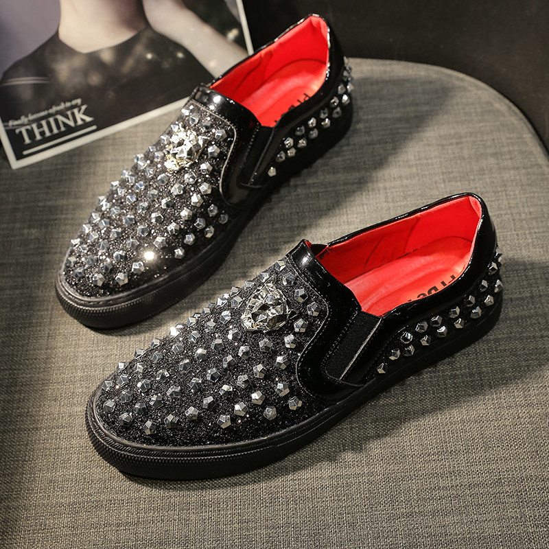 2021新款手工秋季透气防臭豆豆鞋男个性搭配一脚蹬驾车cl铆钉鞋潮,流行男鞋,单鞋,淘宝优惠券,粉丝福利购,淘宝优惠卷