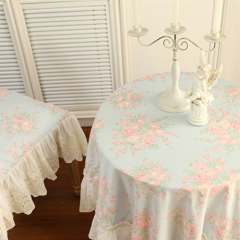 法式韩式兰玫瑰重工绣花蕾丝纯棉桌布盖布茶几布沙发盖布电视盖布