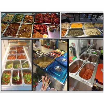 快餐保温台商用小型台式不锈钢自助加热汤池饭店食堂蒸菜车售饭台