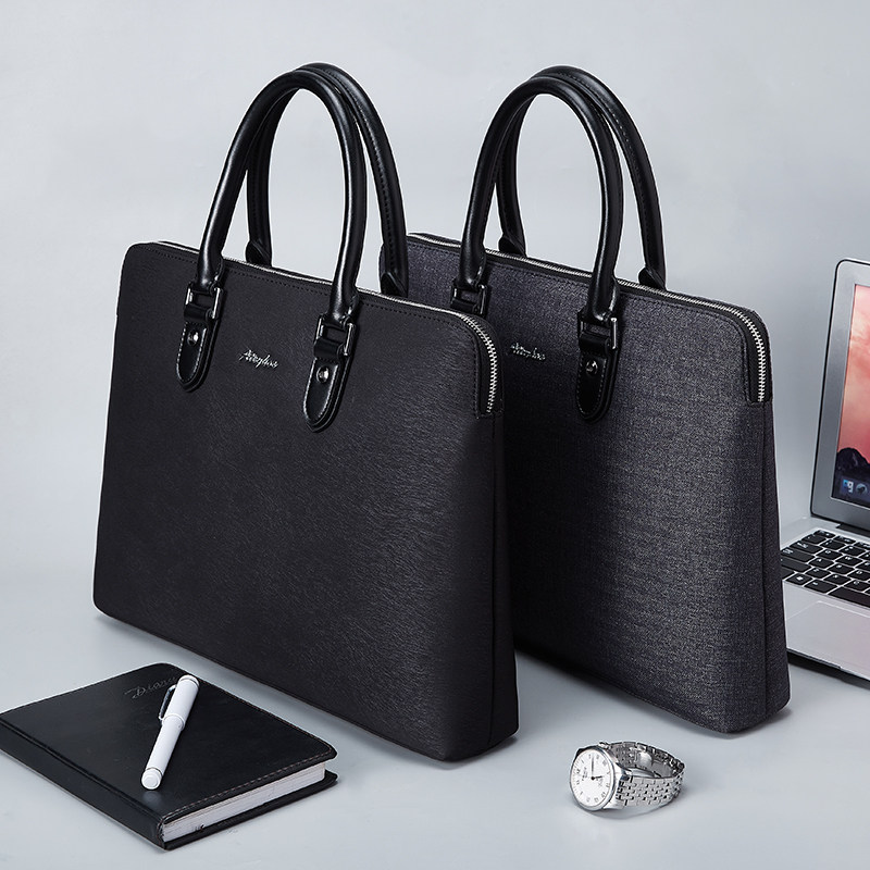 帆布公文包手提商务会议包定制大容量文件袋加厚女式通勤包培训活