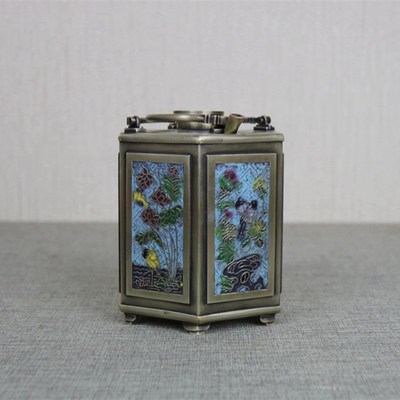 白铜景泰蓝六角铜温酒壶烫酒壶加厚热酒暧酒器中式礼盒家用黄白酒