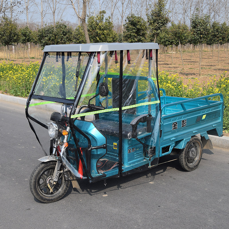 电动三轮车车棚双顶全封闭前车头棚玻璃挡雨棚遮阳透明篷驾驶室蓬