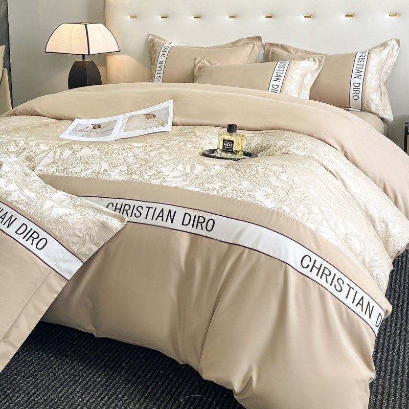 2025新款高级感亲肤磨毛四件套提花全棉刺绣被罩纯棉裸睡床上套件