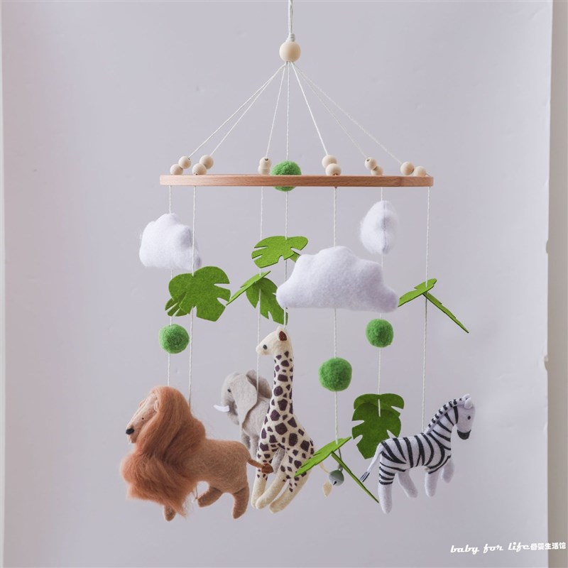 ins婴儿床铃支架挂件玩具毛毡风铃动物床挂摇铃新生儿安抚玩具