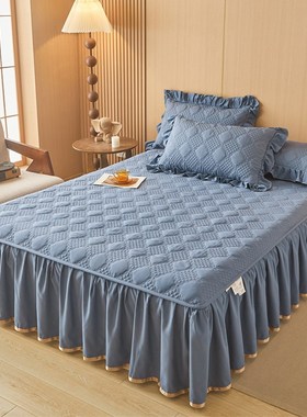 纯色A类水洗棉夹棉床裙式o床罩单件双人1.5m1.8x2.0*2.2米床围床