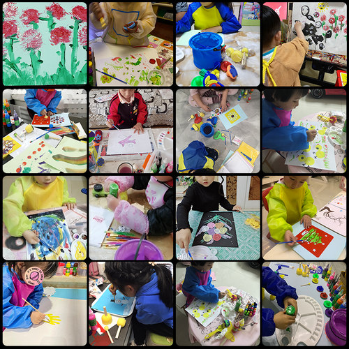 儿童画画套装绘画工具 宝宝diy绘画材料水彩颜料U美术海绵画刷拓