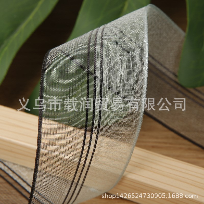 葱线双色条纹纱带 diy手工发饰服装礼帽花束包装带 雪纱丝带