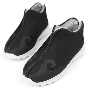 冬季道家道士靴男女加绒练功太极防滑保暖中帮十方鞋云勾云头棉鞋