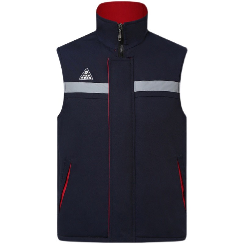 防静电棉马甲冬季加厚工作服加油站夹棉马夹男女户外棉坎肩劳保服