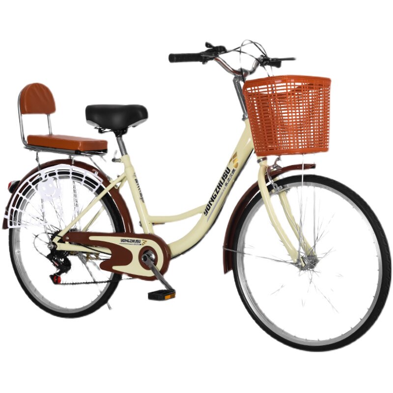 新款变速实心胎自行车男女式24/26寸成人免充气变速通勤自行车