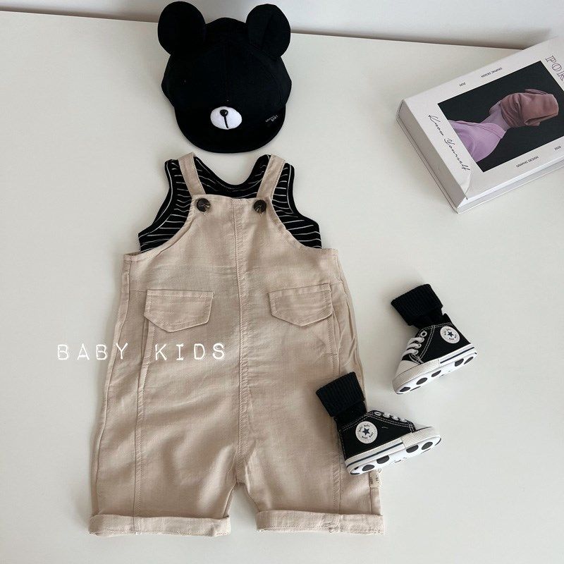 ins男女宝宝夏季背带连体衣婴幼儿夏装洋气薄款牛仔背带中裤爬服