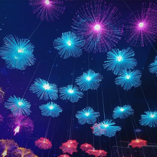 光纤水母灯七彩灯户外防水串灯满天星节日装饰灯商场婚庆装扮挂灯