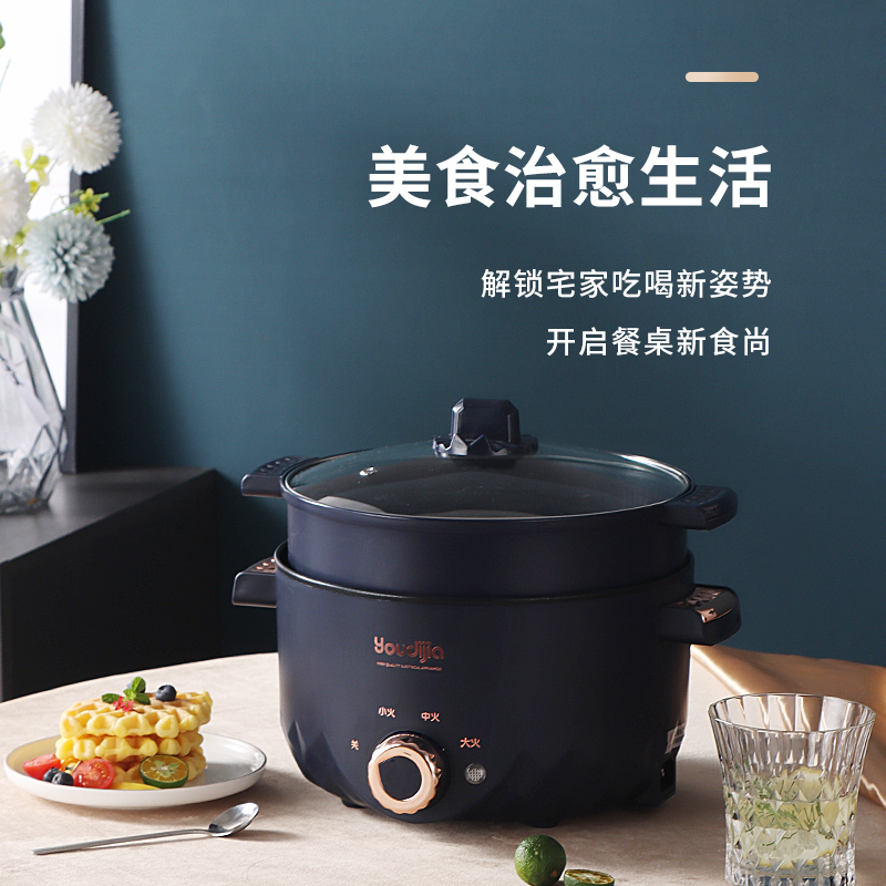 快煮锅电火锅电饭锅学生宿舍锅家用多功能一体锅蒸煮煎炒 大功率