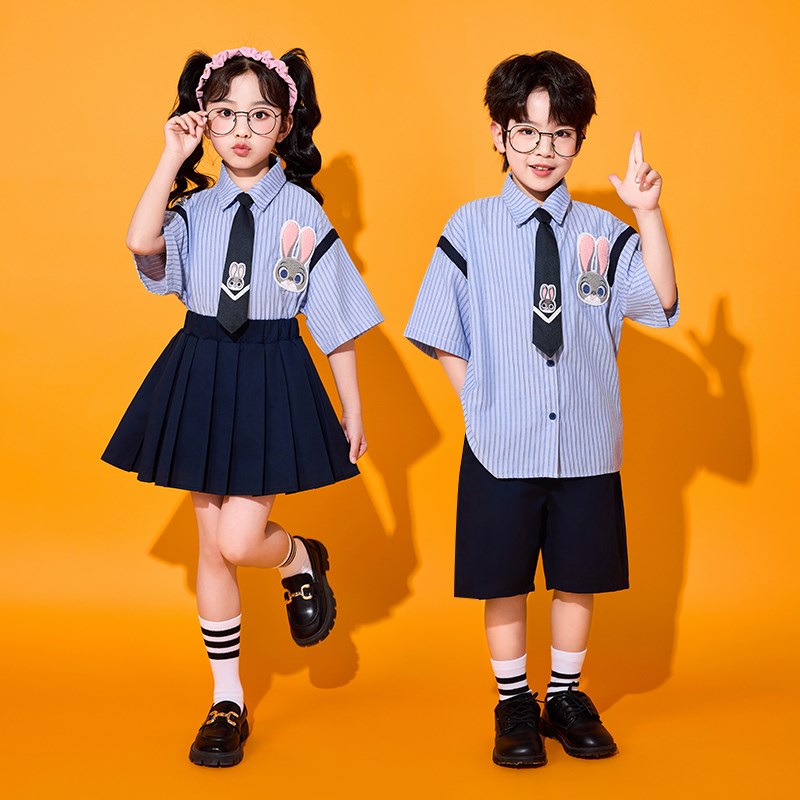 小学生校服班服幼儿园园服六一儿童节表演服夏季学院风衬衫套装潮