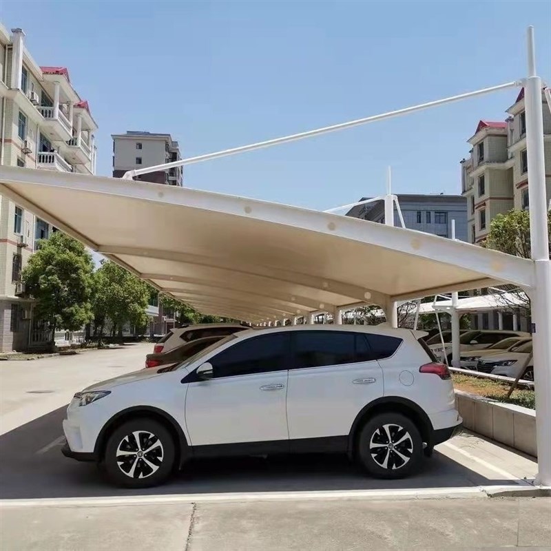 膜结构车棚停车棚汽车遮阳蓬户外遮阳棚钢膜结构7字自行车雨棚