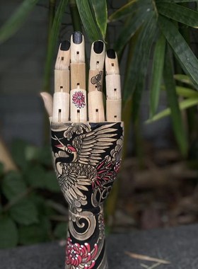 日式浪花手绘定制仙鹤木头手摆件装饰个性礼物摆拍道具首饰架