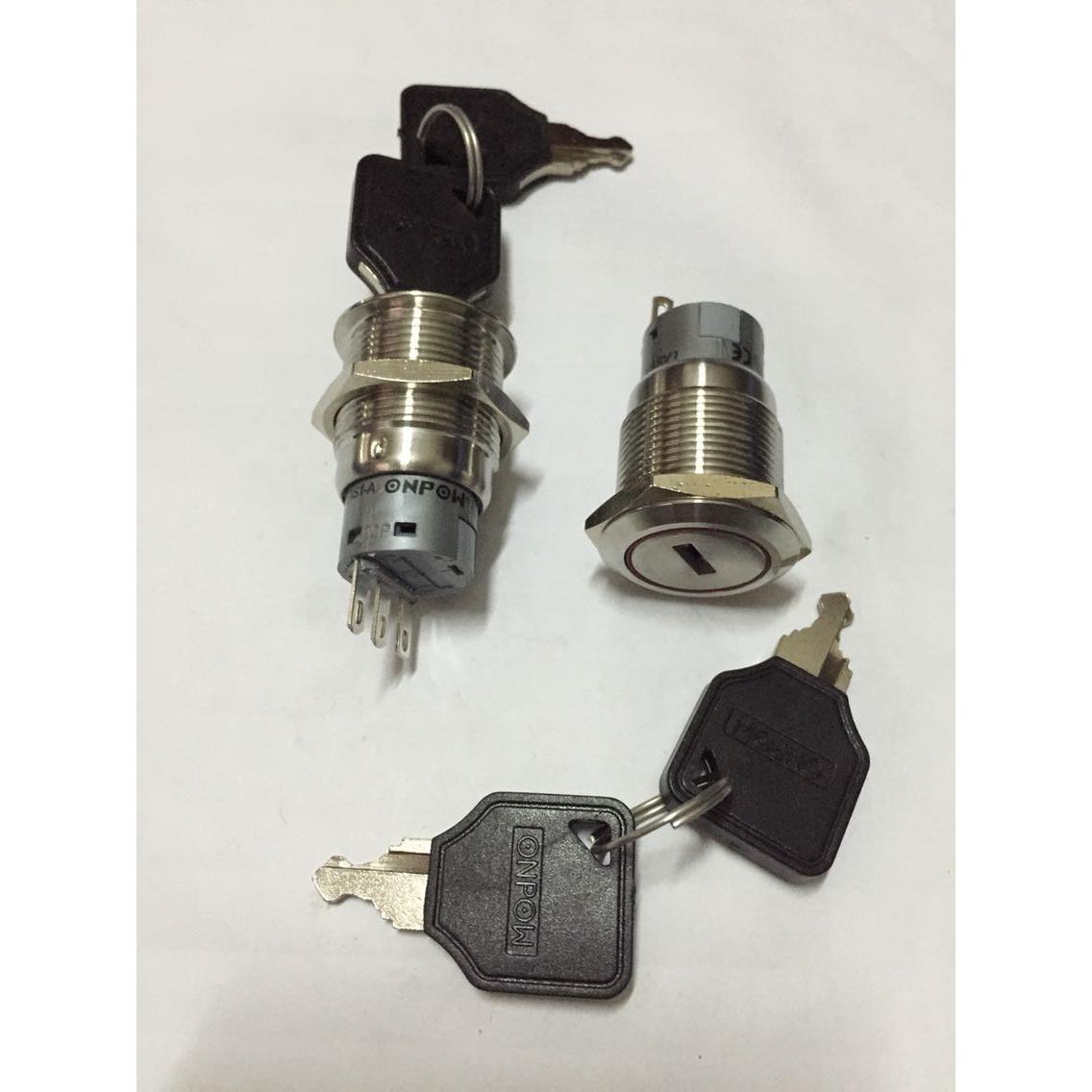 ONPOW LAS1-A电子锁小电源钥匙开关 3脚2档开口19MM 5A250VAC全新