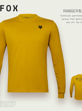 新款FOX美国RANGER山地自行长袖车衣男日常休闲 耐磨运动透气速干