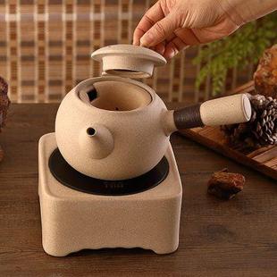 麦饭石粗陶煮茶器电陶炉壶提梁壶电热陶瓷烧水壶煮茶壶侧把养生壶