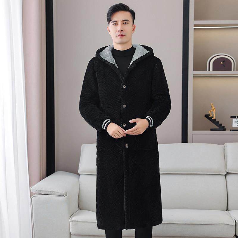 冬季保暖男士加绒加厚棉衣休闲大褂加长过膝罩衣工作服家居服棉服,家庭/个人清洁工具,围裙,淘宝优惠券,粉丝福利购,淘宝优惠卷