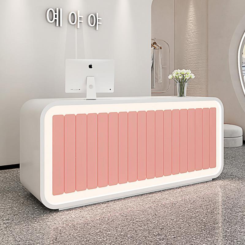 粉色收银台柜台简约现代服装店美发宠物店铺小型吧台美容院店前台