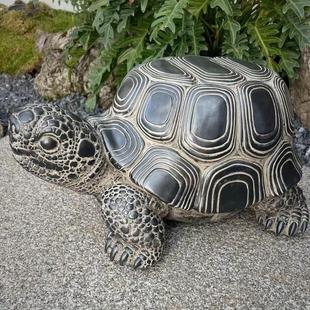 23CM 仿古招财大乌龟摆件庭院鱼池景观玄关装 饰品合成石规格45
