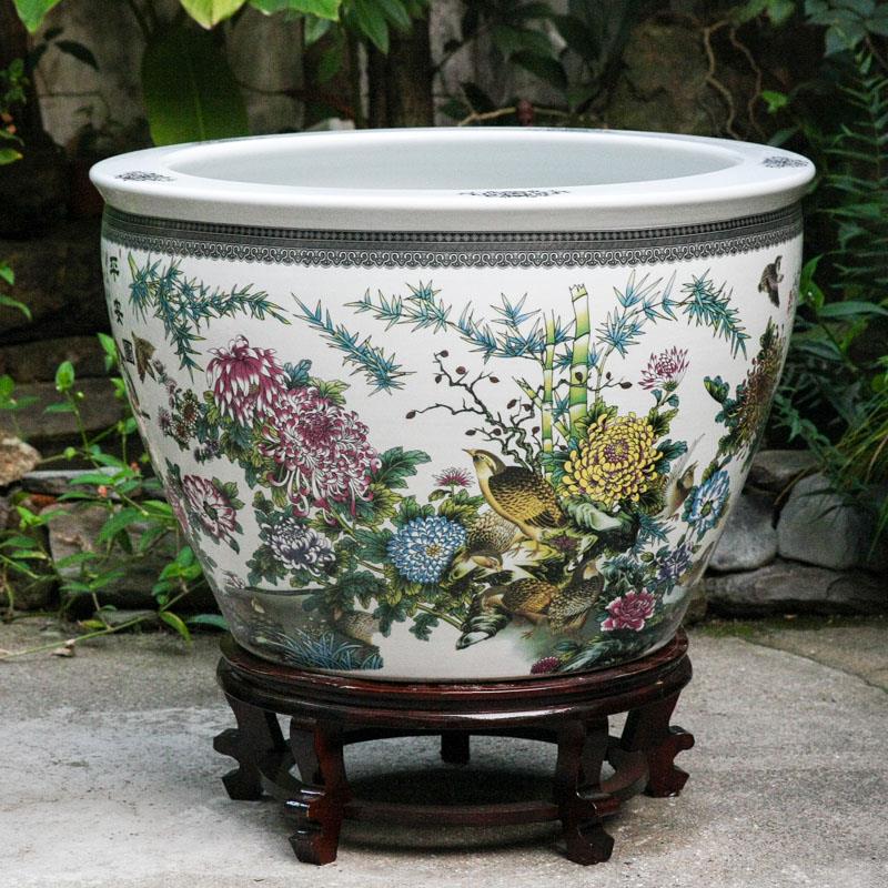 景德镇陶瓷鱼缸养金鱼缸大号庭院家用碗睡莲花盆荷花缸乌龟缸