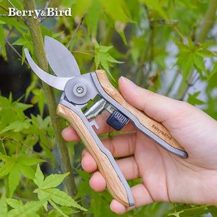 Bird园艺修枝剪刀树枝盆栽花枝剪家用修剪水曲柳木柄复 Berry