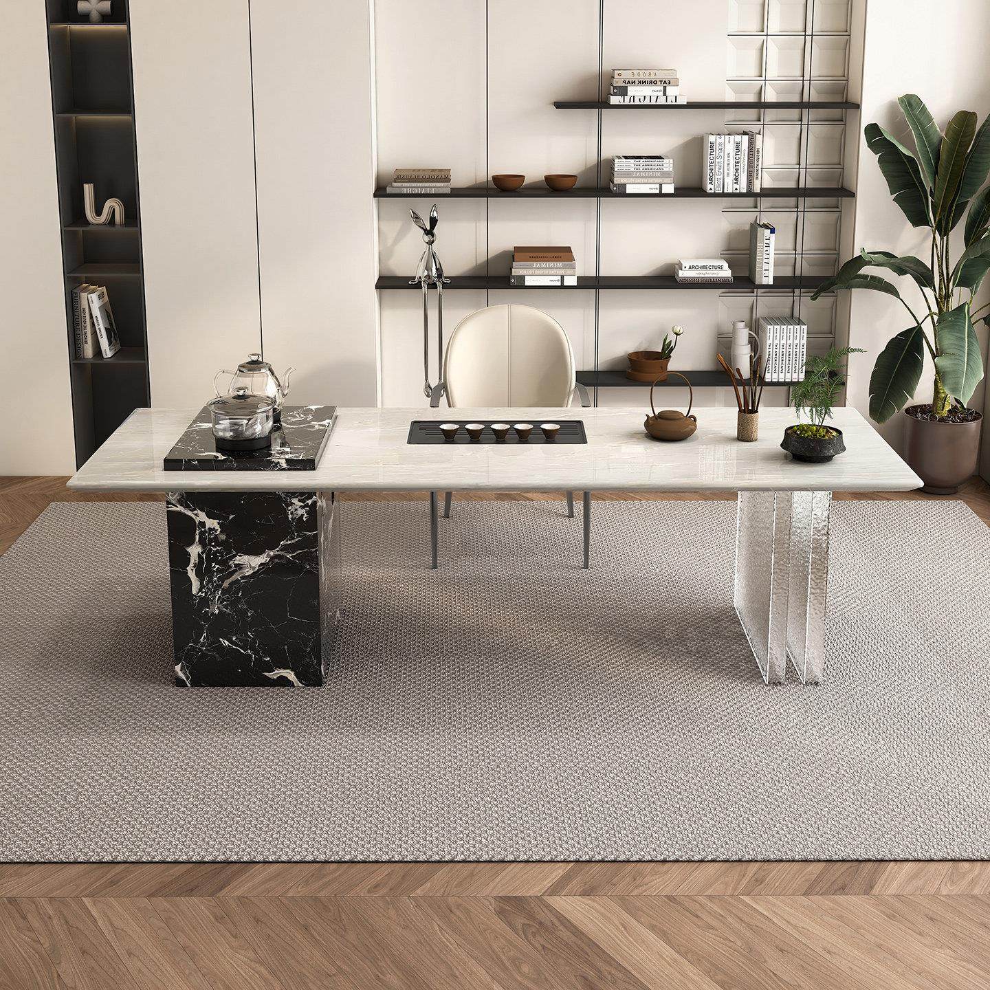 意式高端卡里冰玉奢石茶桌别墅茶室大平层天然大理石泡茶桌椅组合,住宅家具,家用茶台/茶桌,淘宝优惠券,粉丝福利购,淘宝优惠卷