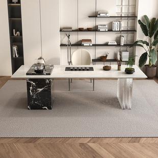 意式高端卡里冰玉奢石茶桌别墅茶室大平层天然大理石泡茶桌椅组合