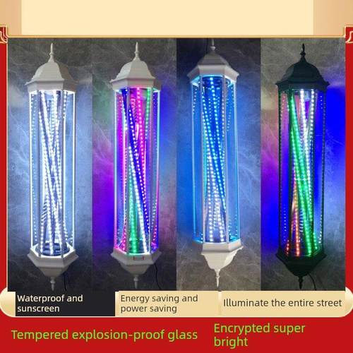 小蛮腰美发转灯led灯钢化玻璃发廊标志灯户外防水挂墙理发店灯箱