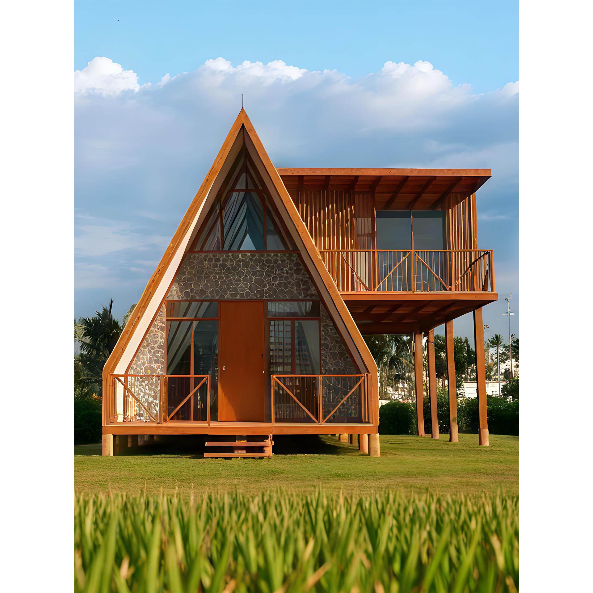 三角木屋民宿定制户外移动组装别墅实木小房屋山庄景区防腐木房子