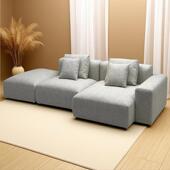 单扶手豆腐块沙发布艺客厅转角北欧直排三人位模块组合沙发小户型