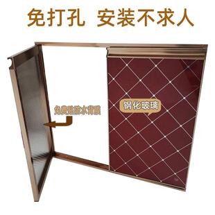 整体橱柜门定制钢化玻璃带框晶钢门免打孔自装瓷砖大理石瓦斯炉柜